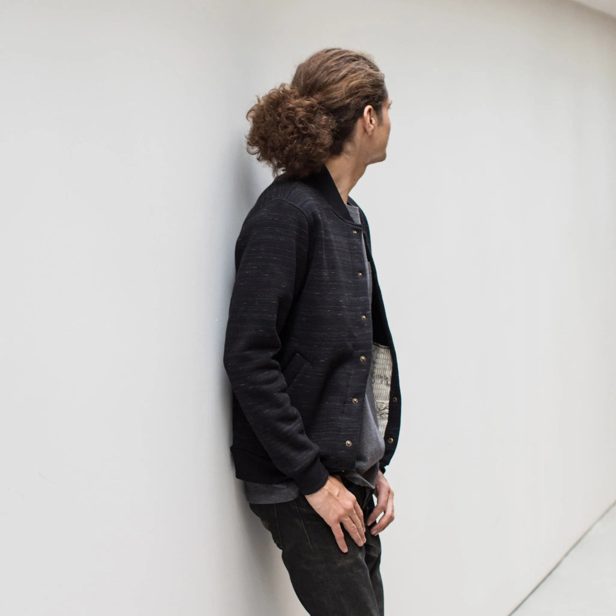 The Bomber in Black Fleece sold by Taylor Stitch product image thumbnail 3