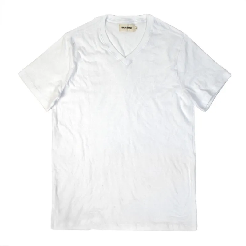 The V-Neck Tee in White sold by Taylor Stitch