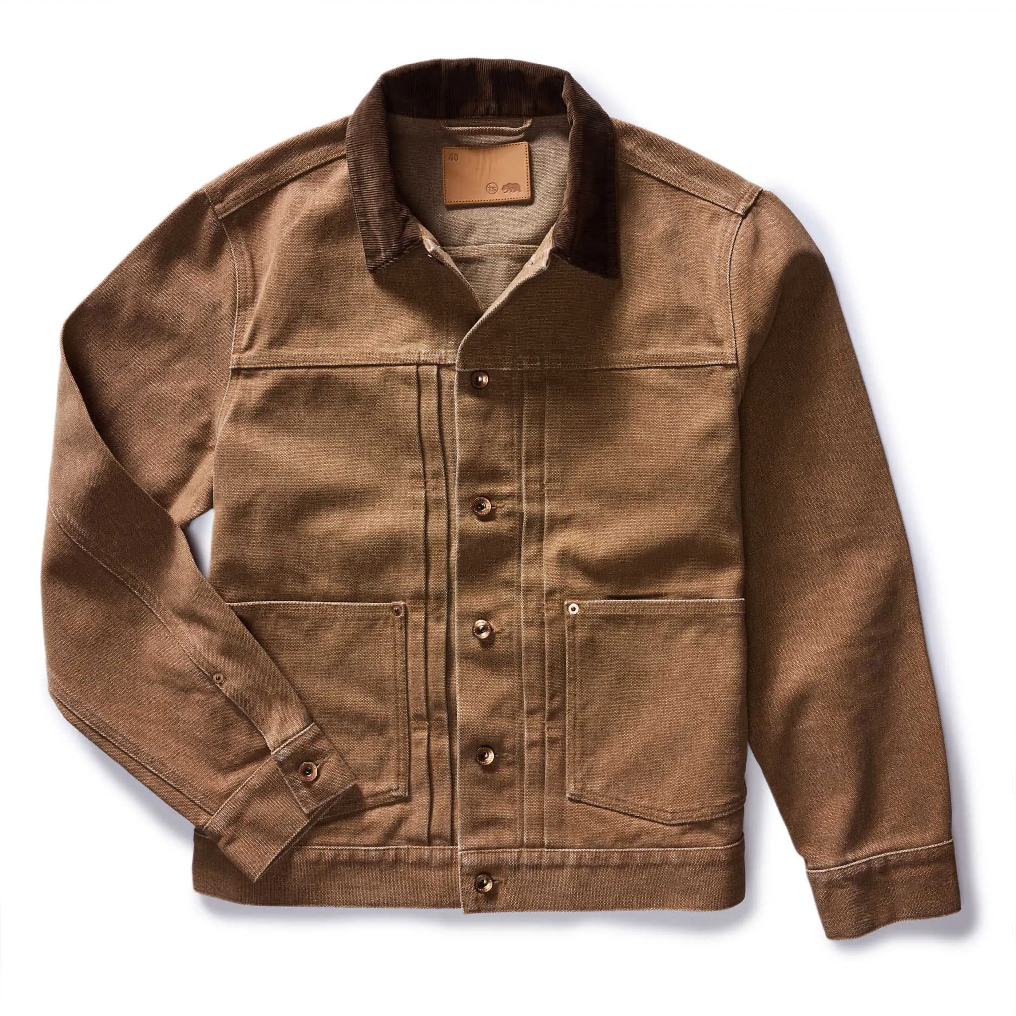 The Ryder Jacket in Tobacco Chipped Canvas sold by Taylor Stitch