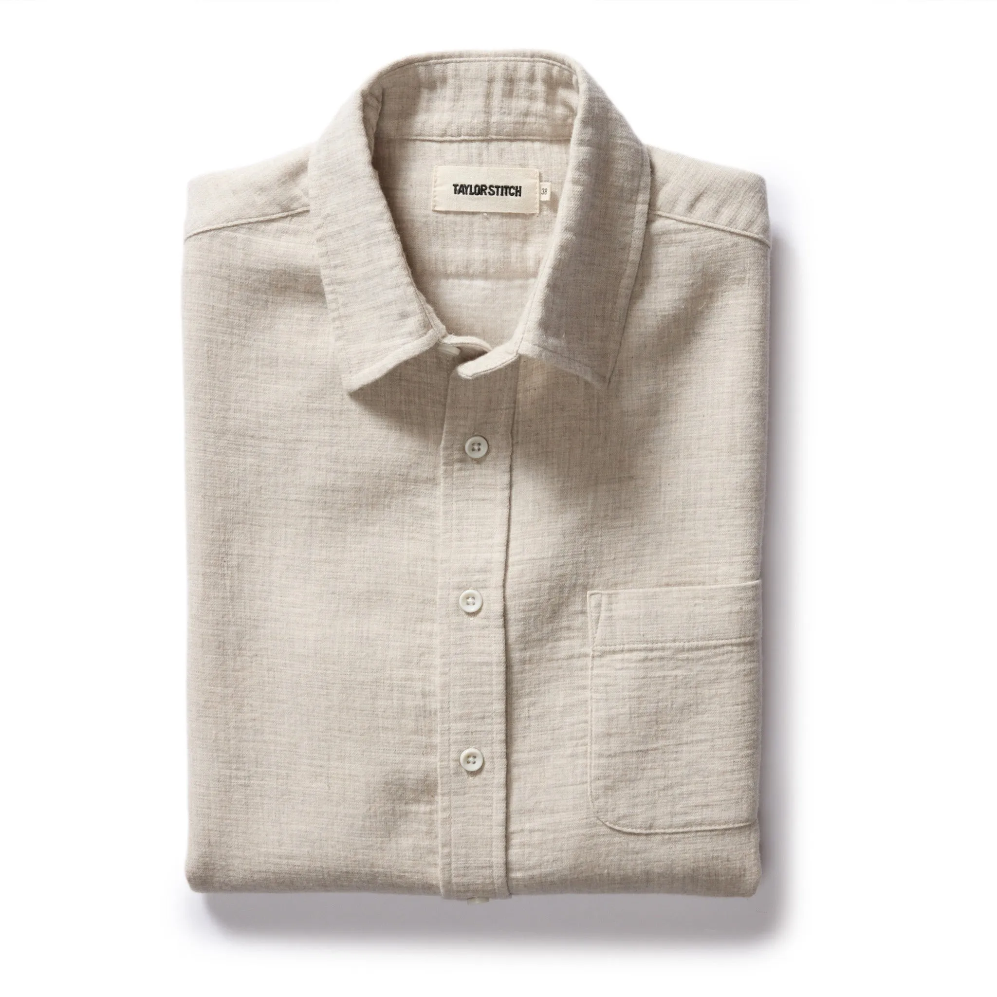 The California in Oat Heather Double Cloth sold by Taylor Stitch