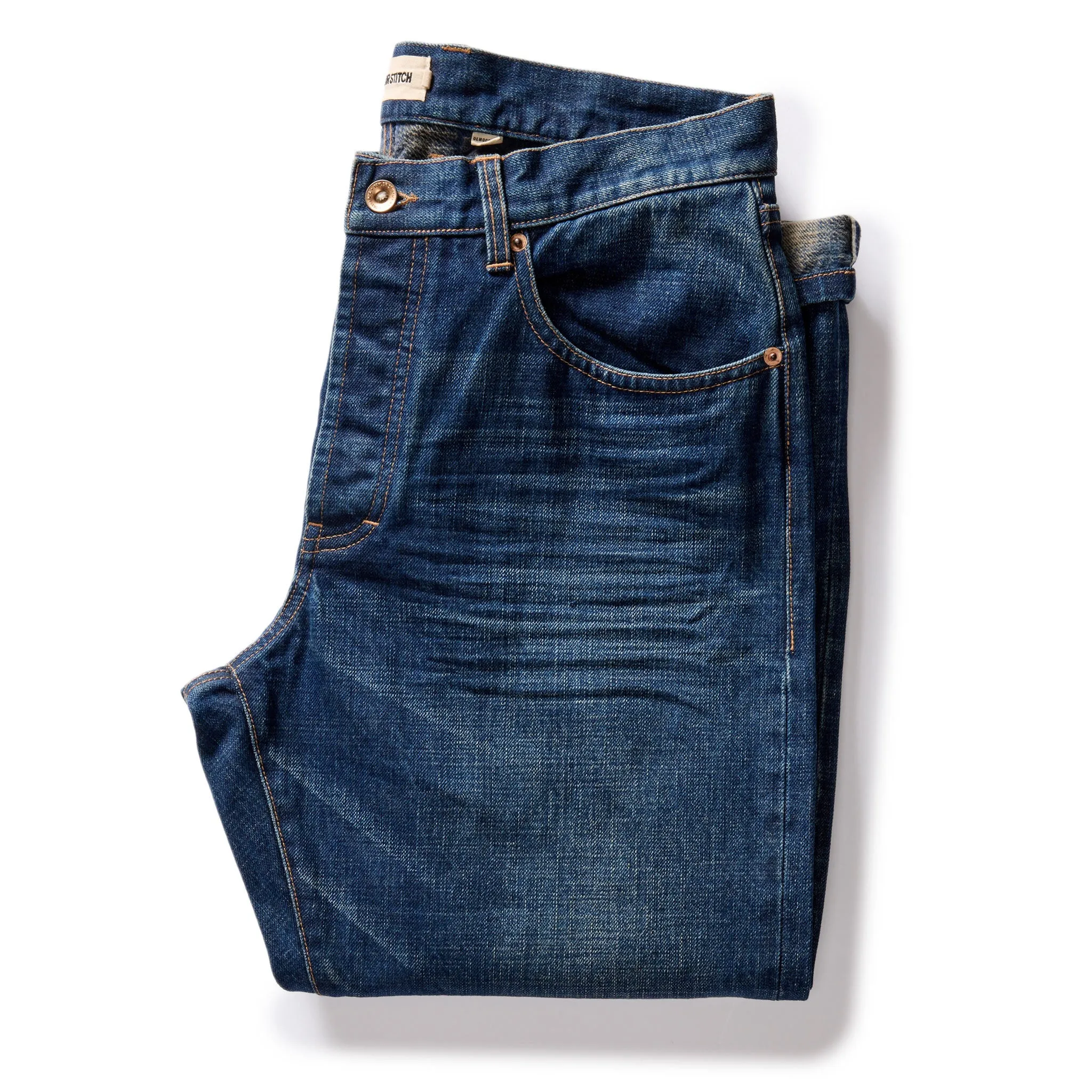 The Democratic Brushed Back Jean in Collins Resin Wash Selvage Denim sold by Taylor Stitch