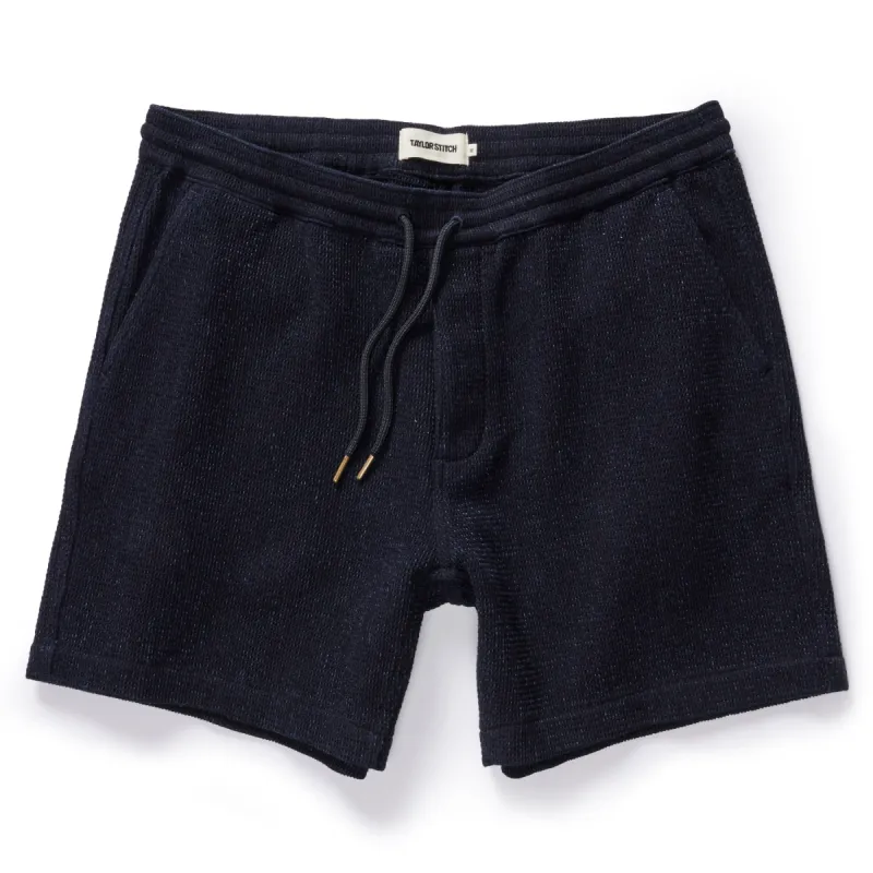 The Apres Short in Indigo Waffle made by Taylor Stitch