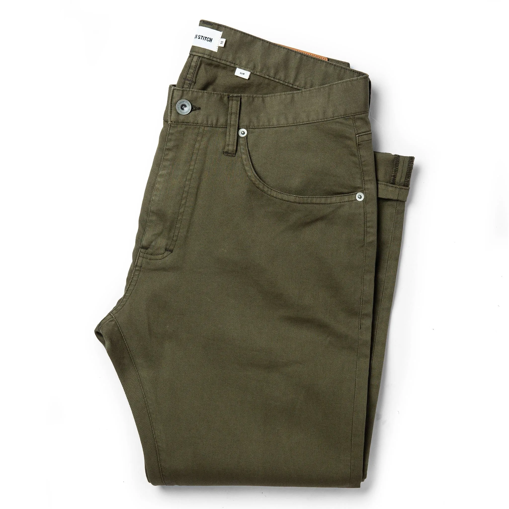 The Slim All Day Pant in Olive Bedford Cord sold by Taylor Stitch