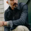 The Utility Shirt in Rinsed Indigo Stripe sold by Taylor Stitch