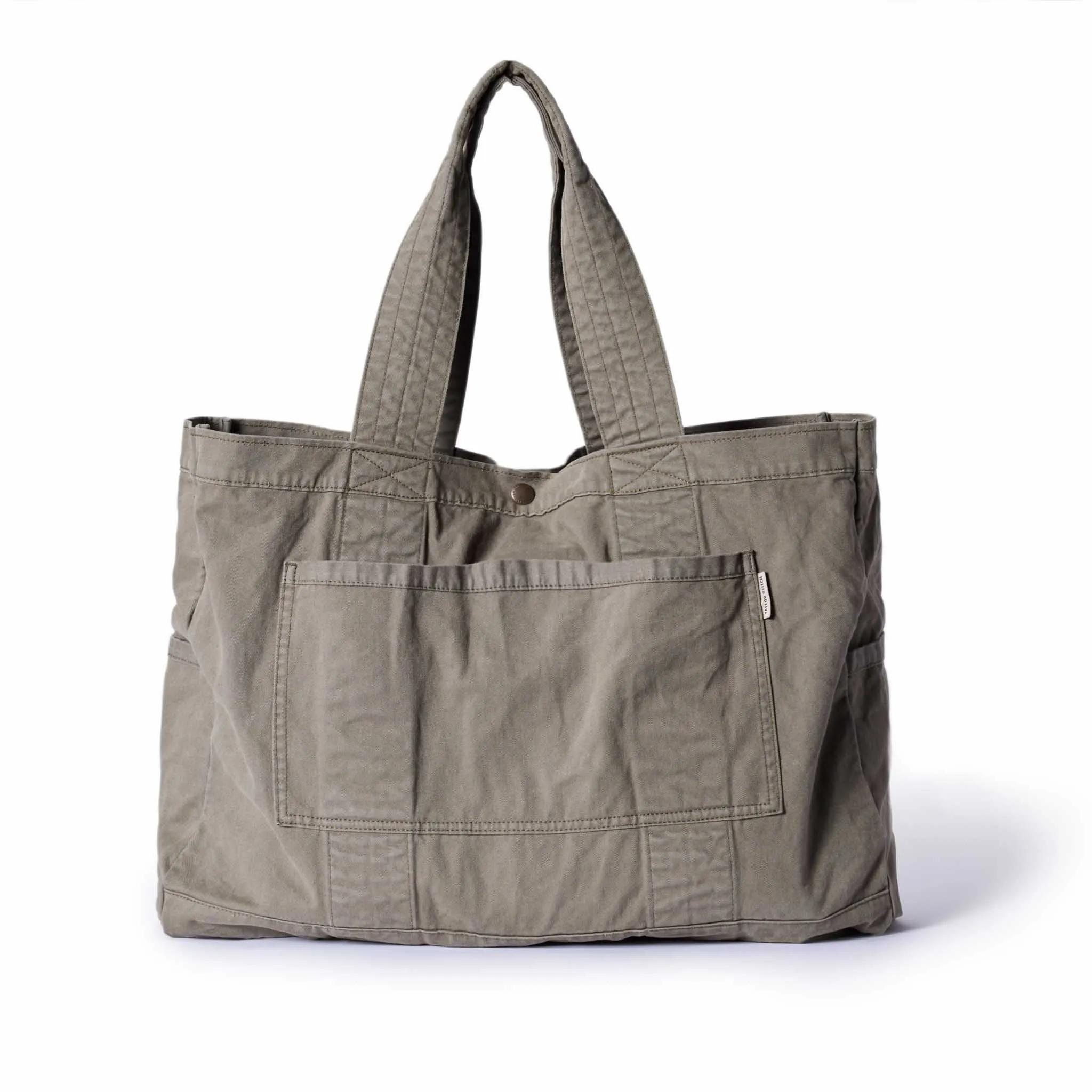 The Foundation Tote in Organic Smoked Olive sold by Taylor Stitch