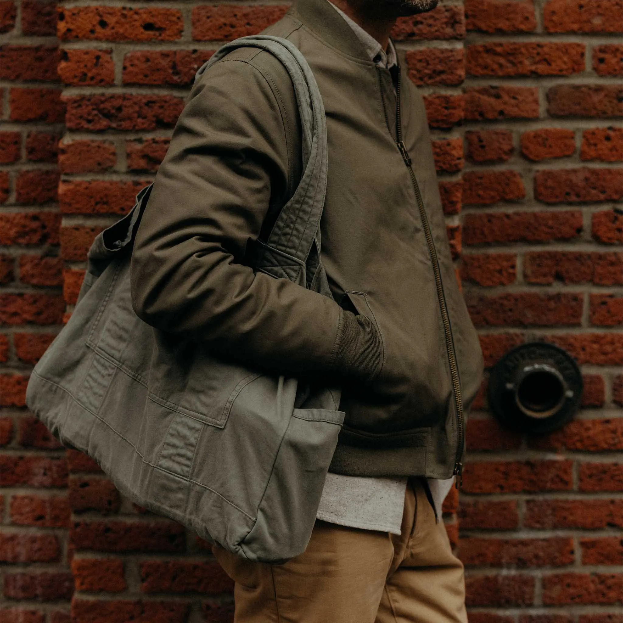 The Foundation Tote in Organic Smoked Olive sold by Taylor Stitch product image thumbnail 2