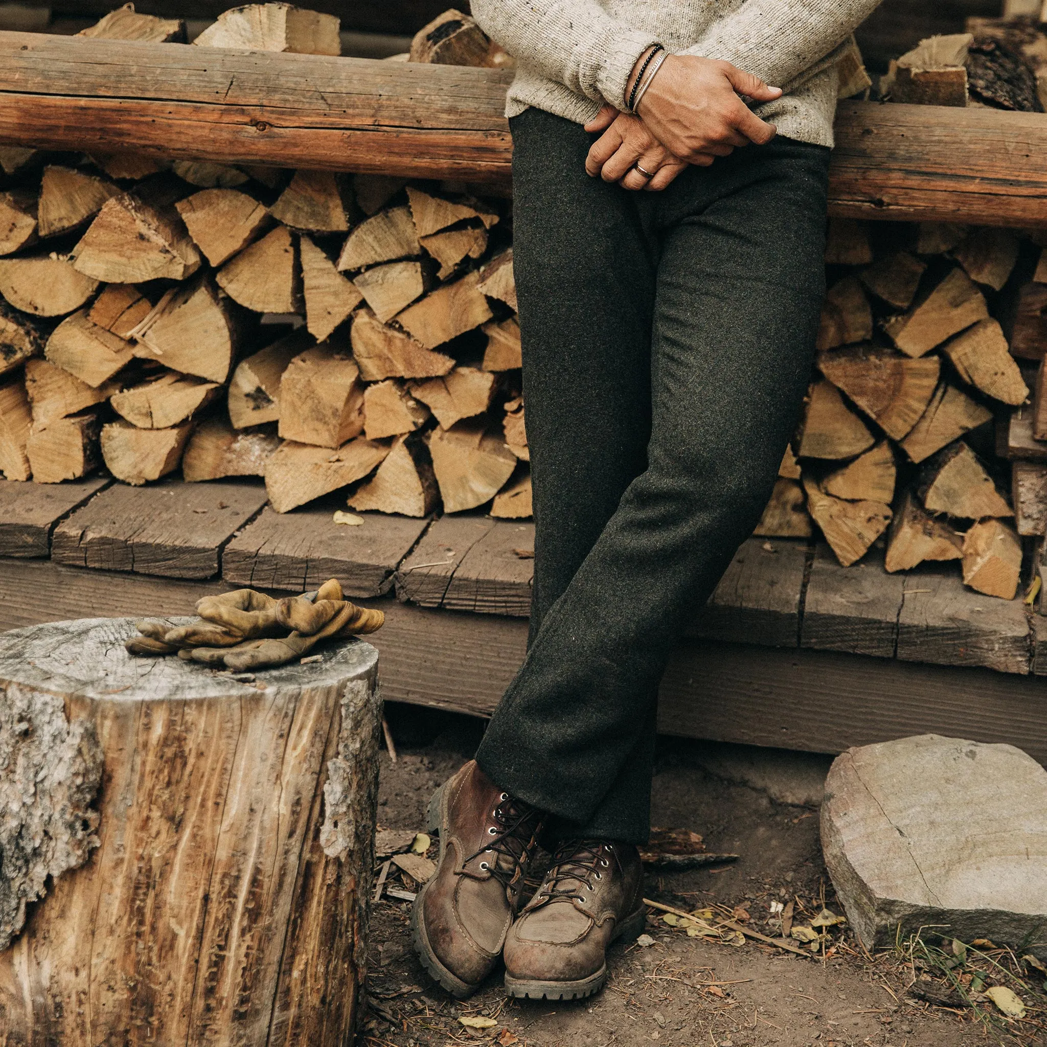 The Camp Pant in Dark Moss Wool sold by Taylor Stitch product image thumbnail 4