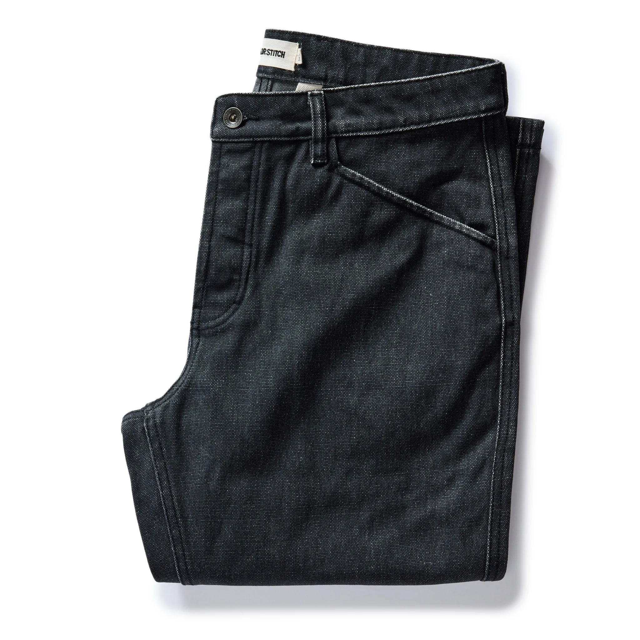 The Camp Pant in Coal Chipped Canvas sold by Taylor Stitch