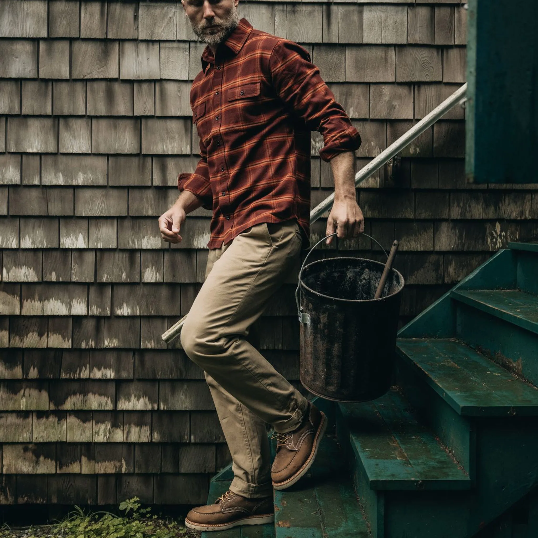 The Democratic Foundation Pant in Organic Khaki sold by Taylor Stitch product image thumbnail 2