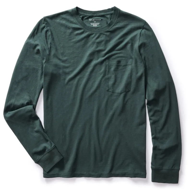 The Cotton Hemp Long Sleeve Tee in Dark Forest sold by Taylor Stitch