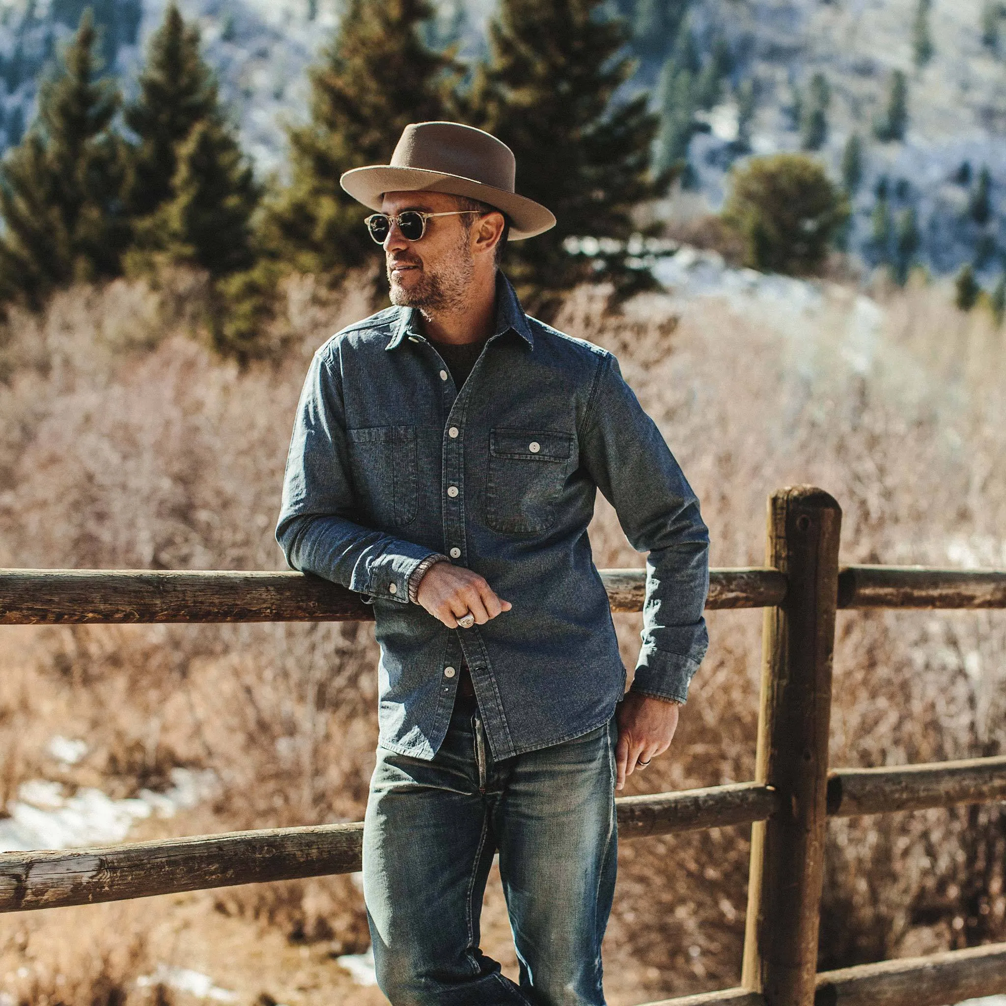 The Moto Utility Shirt in Indigo Pindot sold by Taylor Stitch product image thumbnail 2