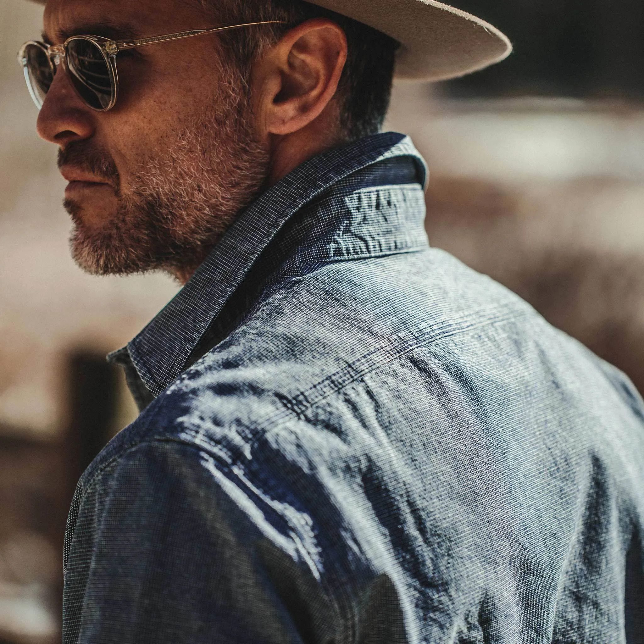 The Moto Utility Shirt in Indigo Pindot sold by Taylor Stitch product image thumbnail 4