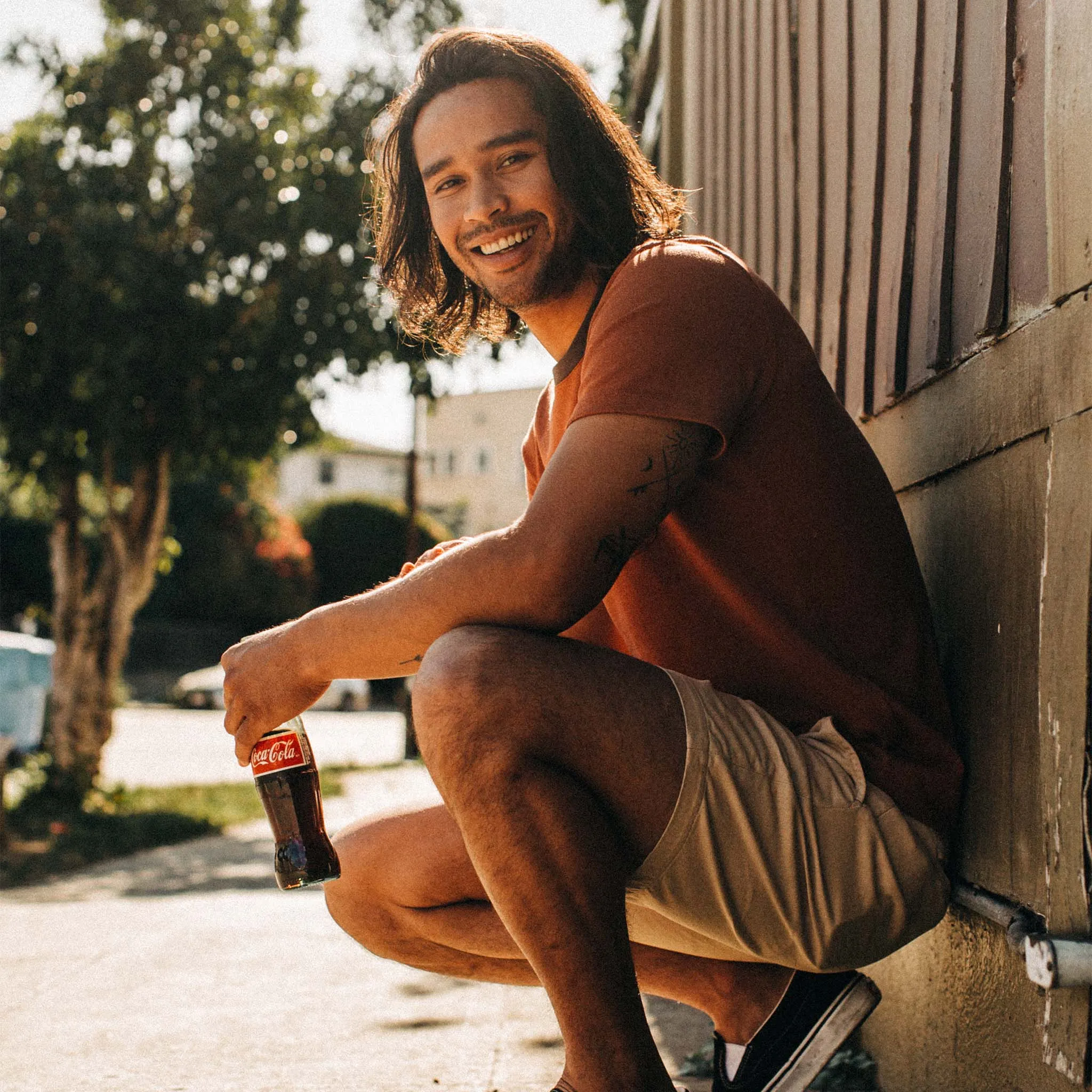 The Heavy Bag Tee in Dusty Rose Embroidered Stripe sold by Taylor Stitch product image thumbnail 2