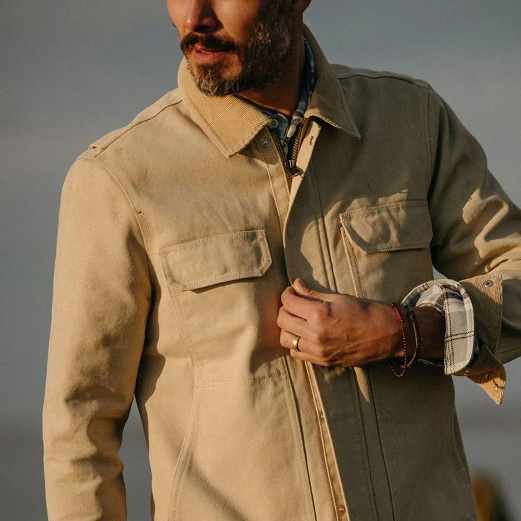 The Workhorse Utility Jacket in Light Khaki Chipped Canvas sold by Taylor Stitch product image thumbnail 2