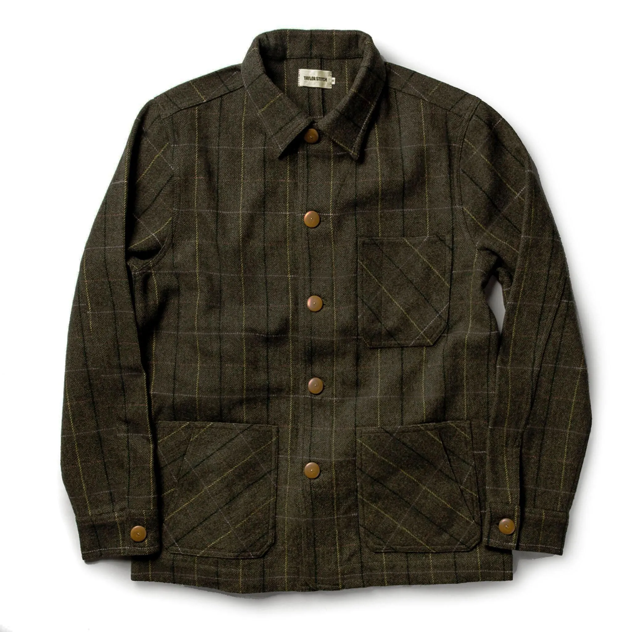 The Ojai Jacket in Olive Tweed Herringbone sold by Taylor Stitch