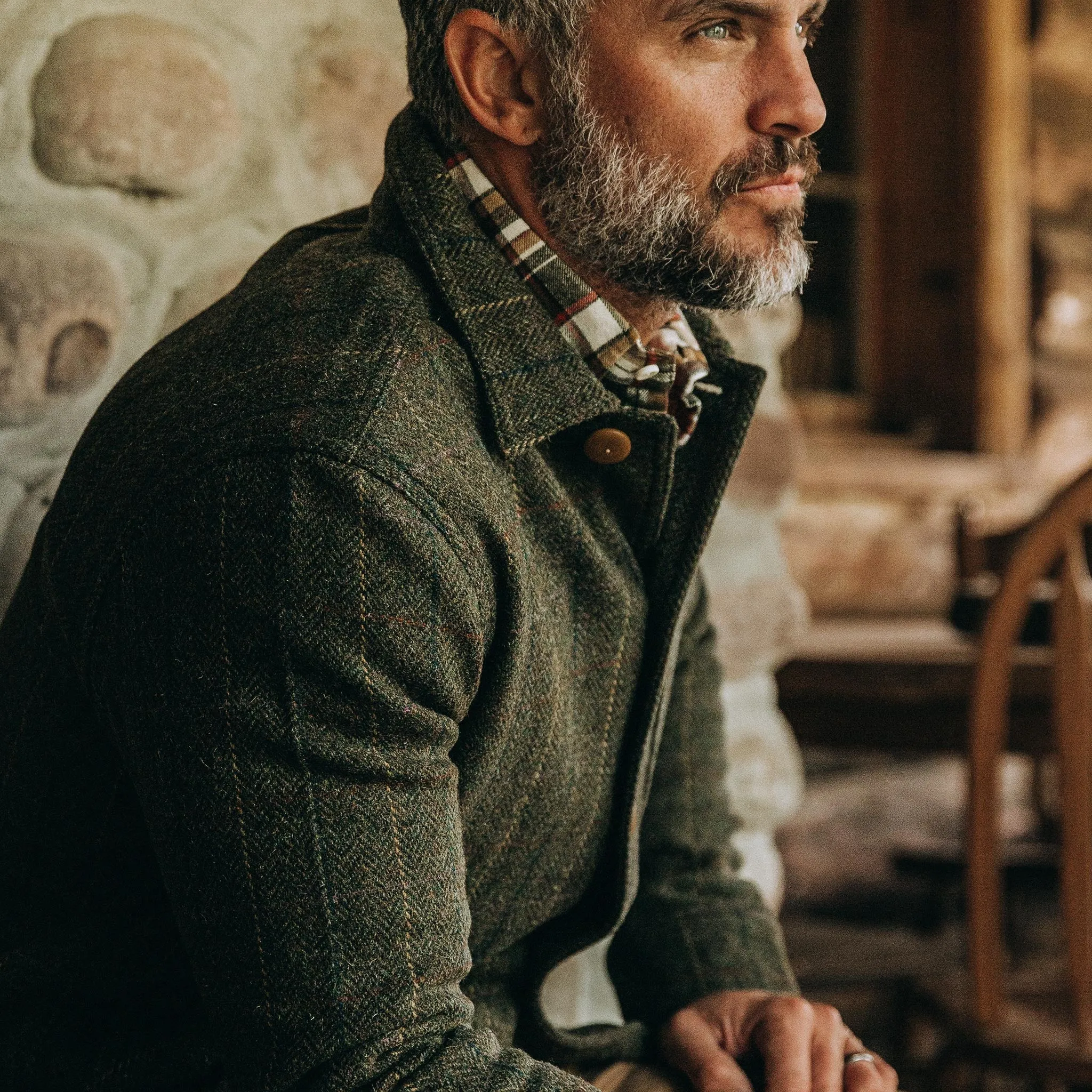 The Ojai Jacket in Olive Tweed Herringbone sold by Taylor Stitch product image thumbnail 3