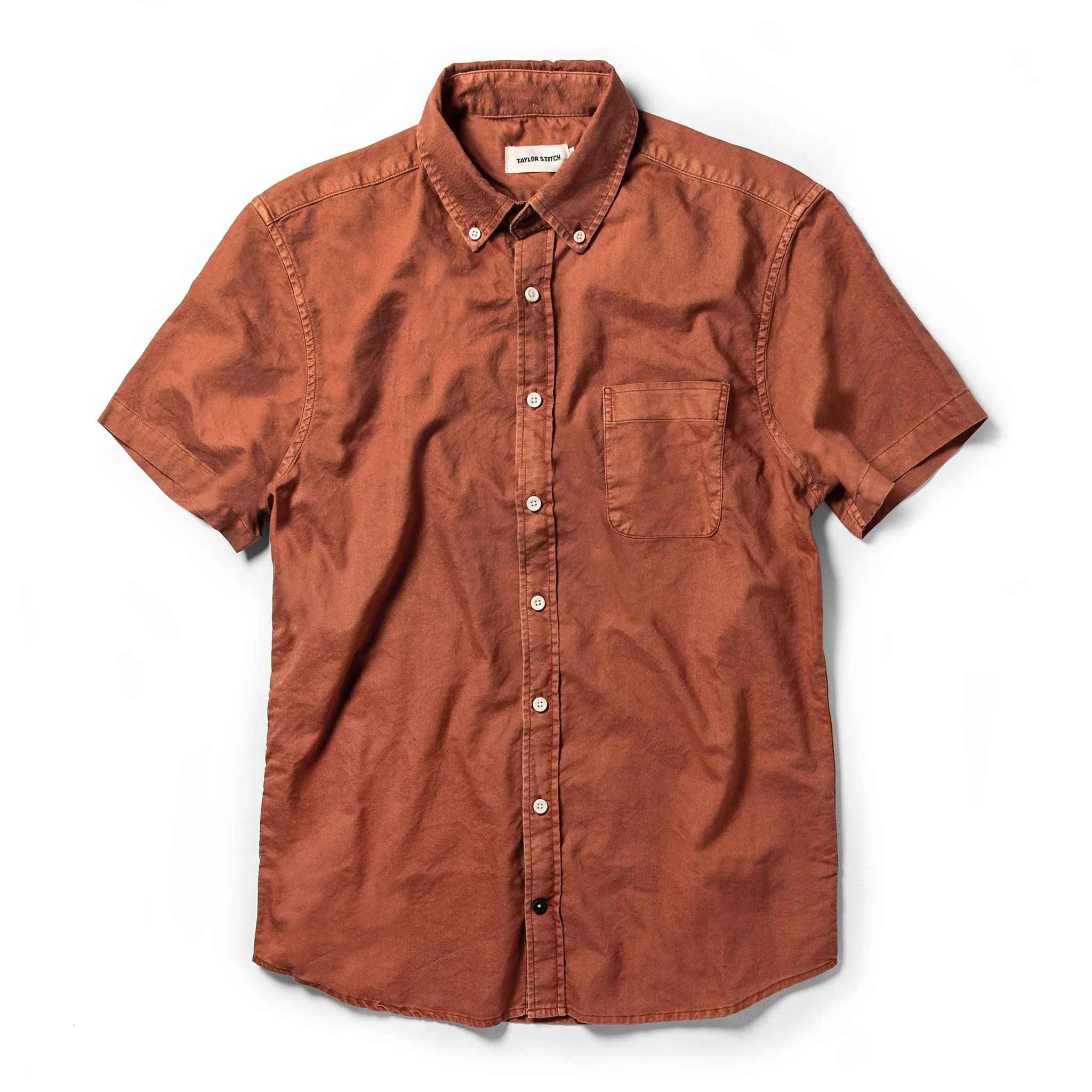 The Short Sleeve Jack in Terracotta Oxford sold by Taylor Stitch