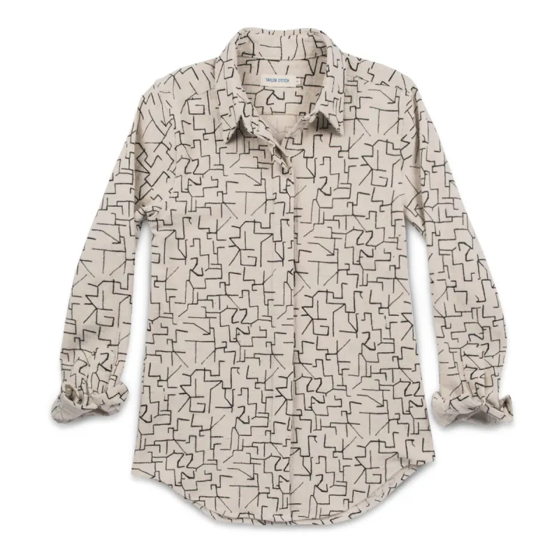 The Michelle Shirt in Maze Print sold by Taylor Stitch