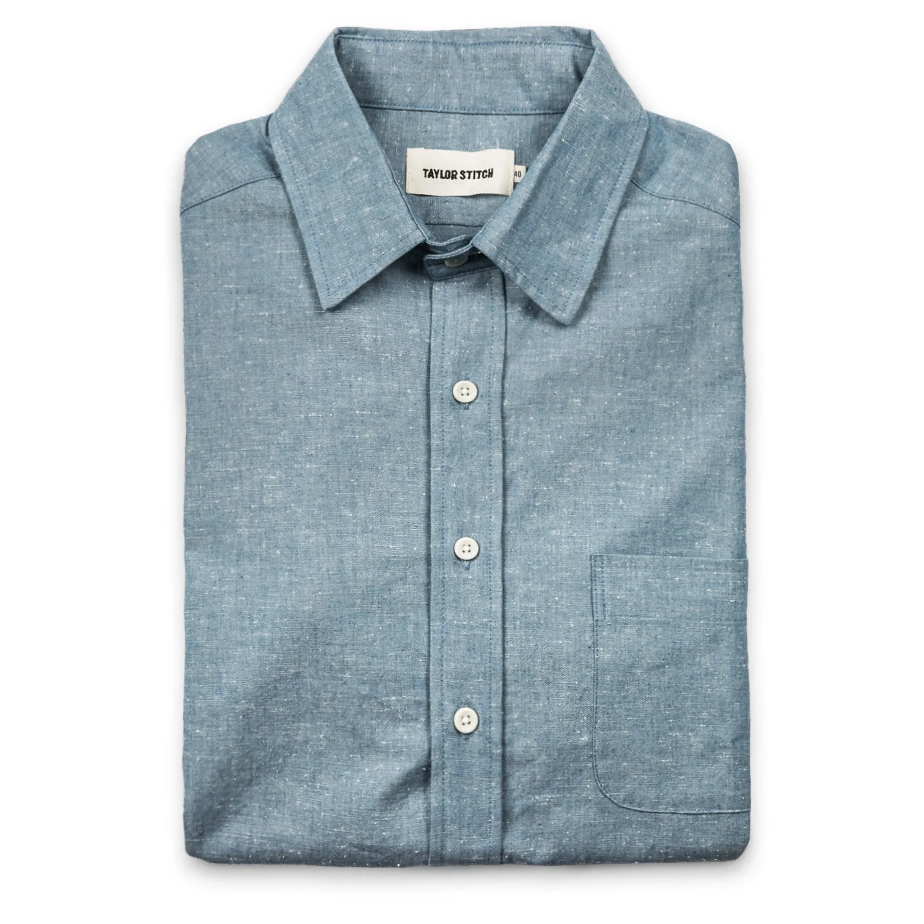 The Short Sleeve California in Slub Chambray sold by Taylor Stitch