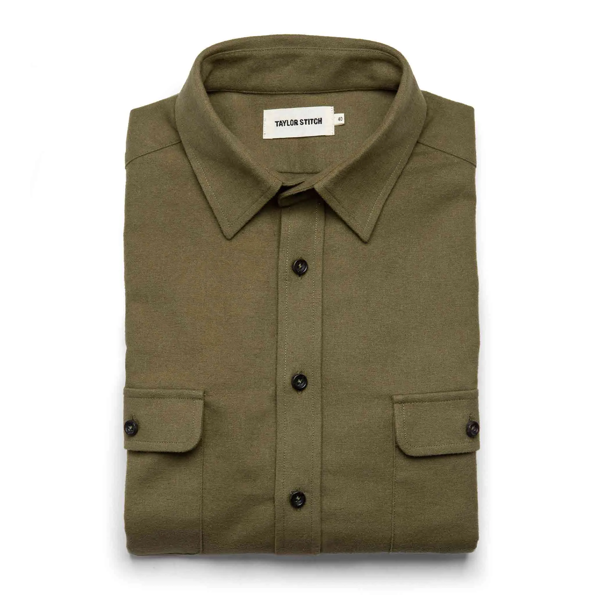 The Yosemite Shirt in Dusty Army sold by Taylor Stitch