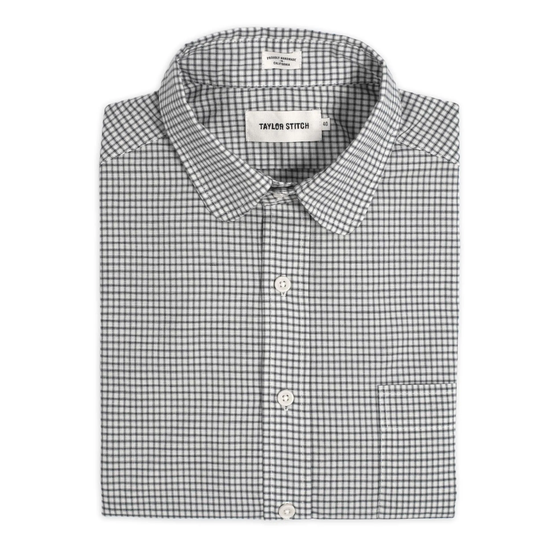 Antique Navy Check Club Collar sold by Taylor Stitch