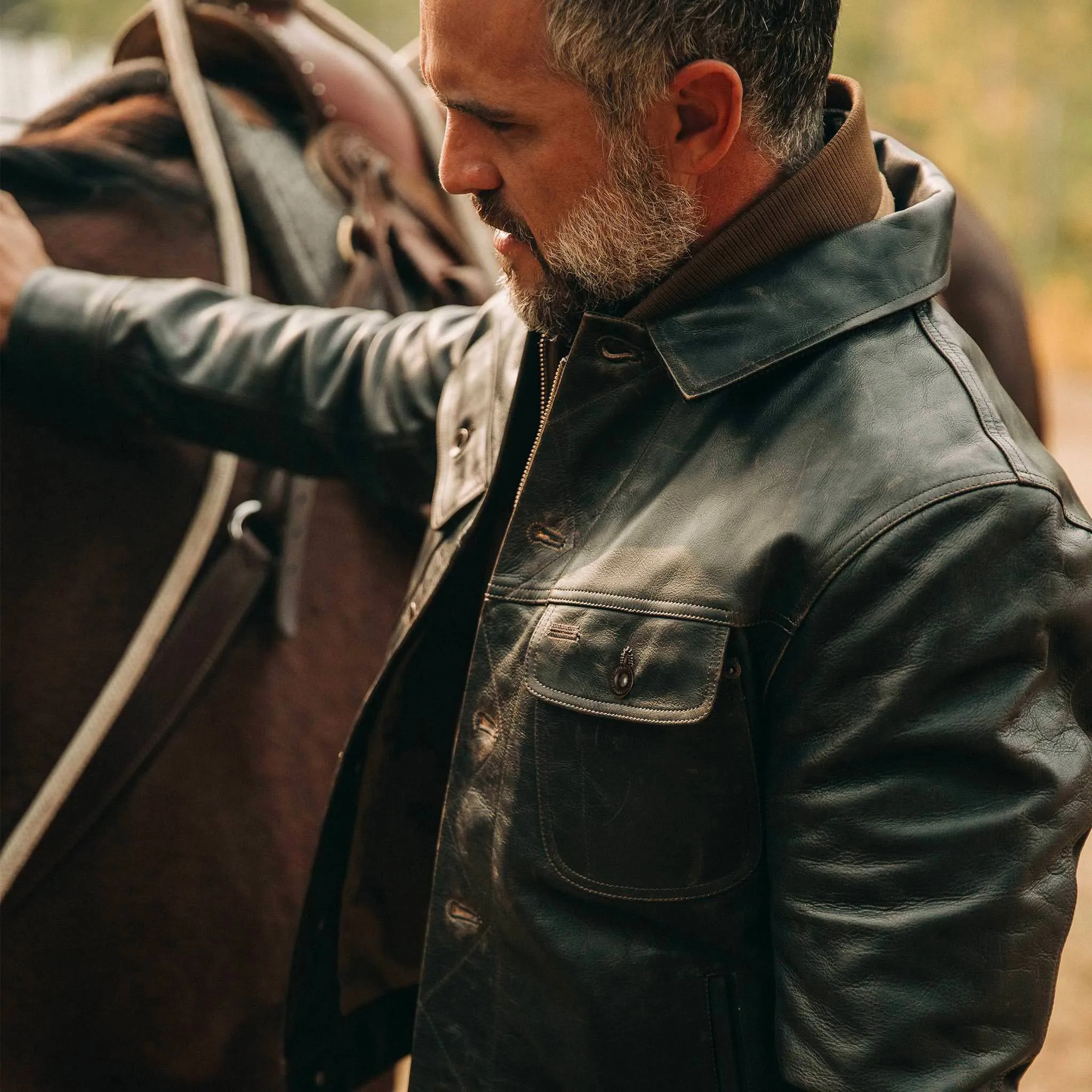 The Long Haul Jacket in Cola Leather sold by Taylor Stitch product image thumbnail 5