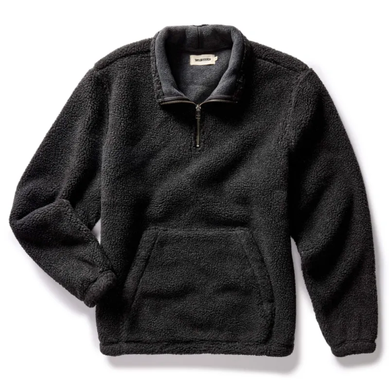 The Nomad Pullover in Charcoal Heather Sherpa made by Taylor Stitch