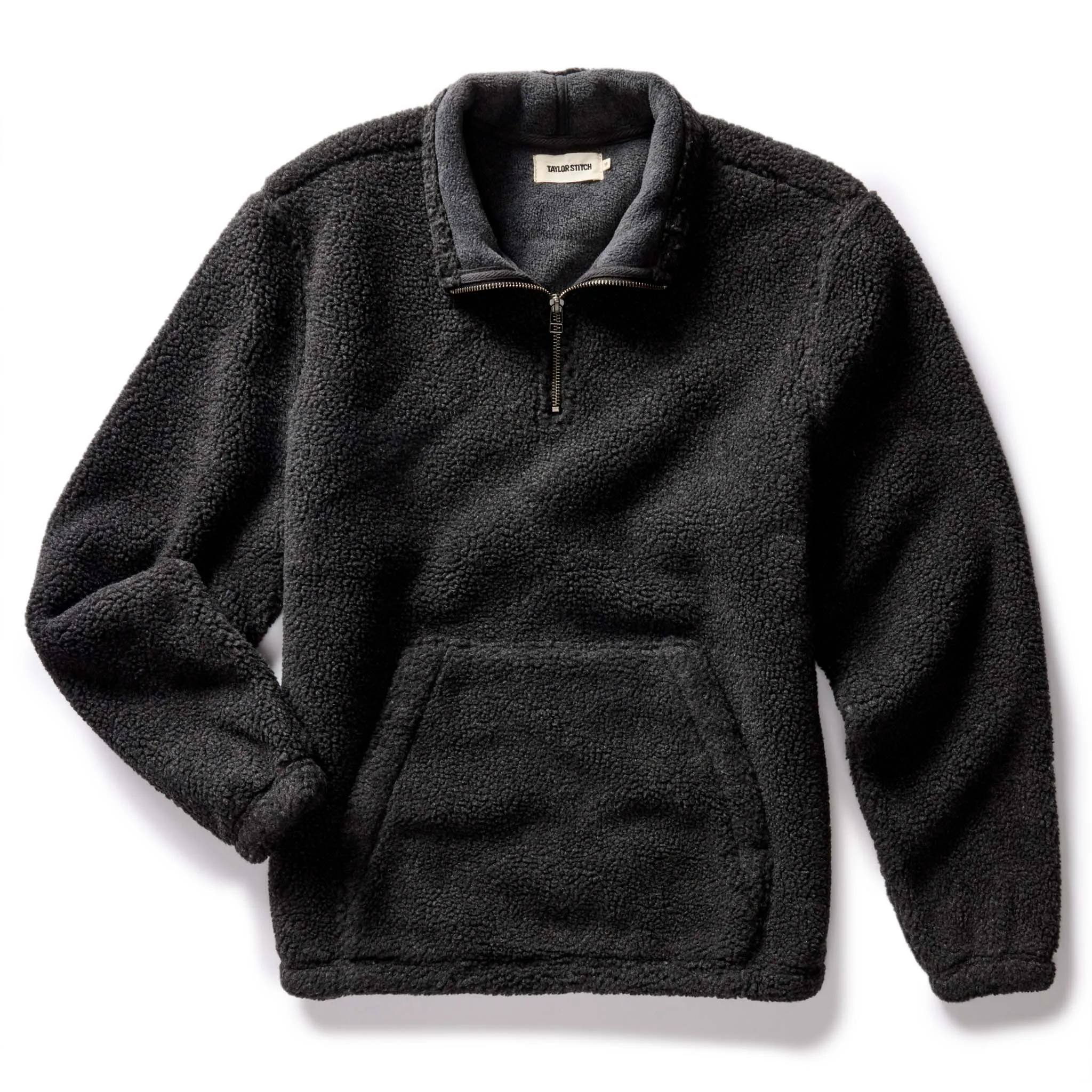 The Nomad Pullover in Charcoal Heather Sherpa sold by Taylor Stitch