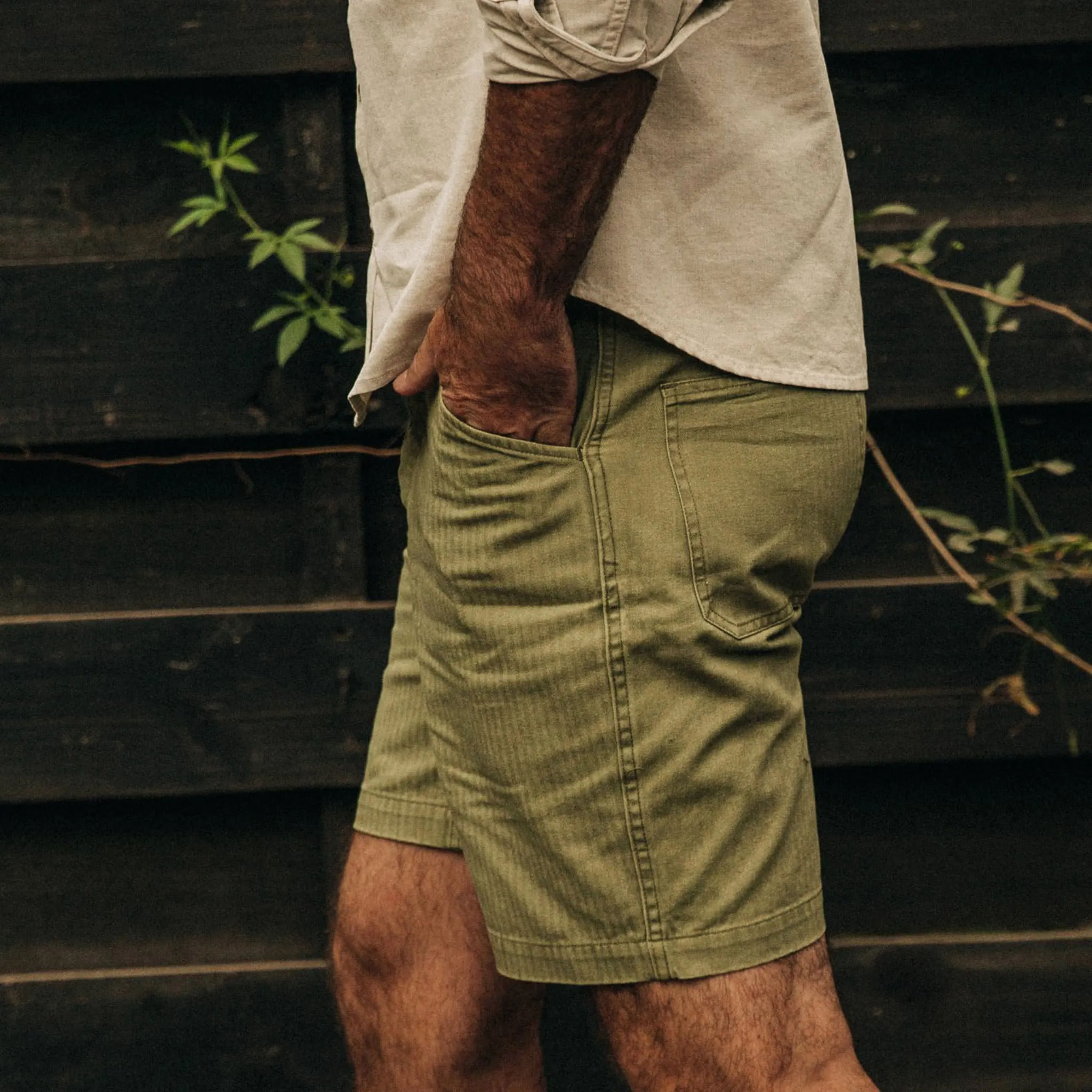 The Camp Short in Olive Herringbone sold by Taylor Stitch product image thumbnail 4
