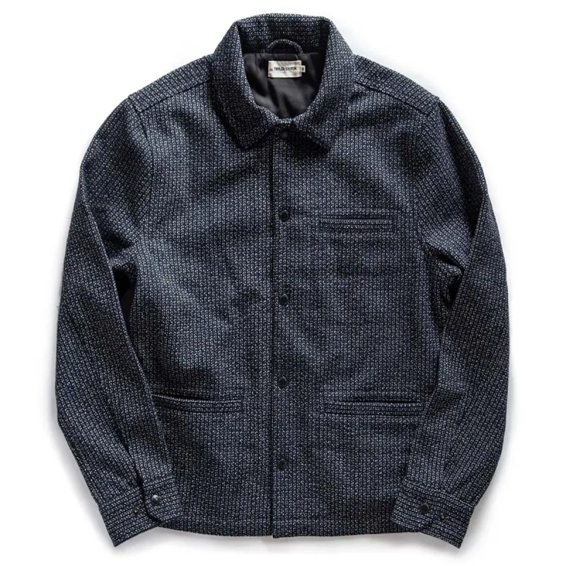 The Decker Jacket in Navy Wool Beach Cloth sold by Taylor Stitch