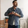 The Long Haul Jacket in Washed Indigo Stripe sold by Taylor Stitch