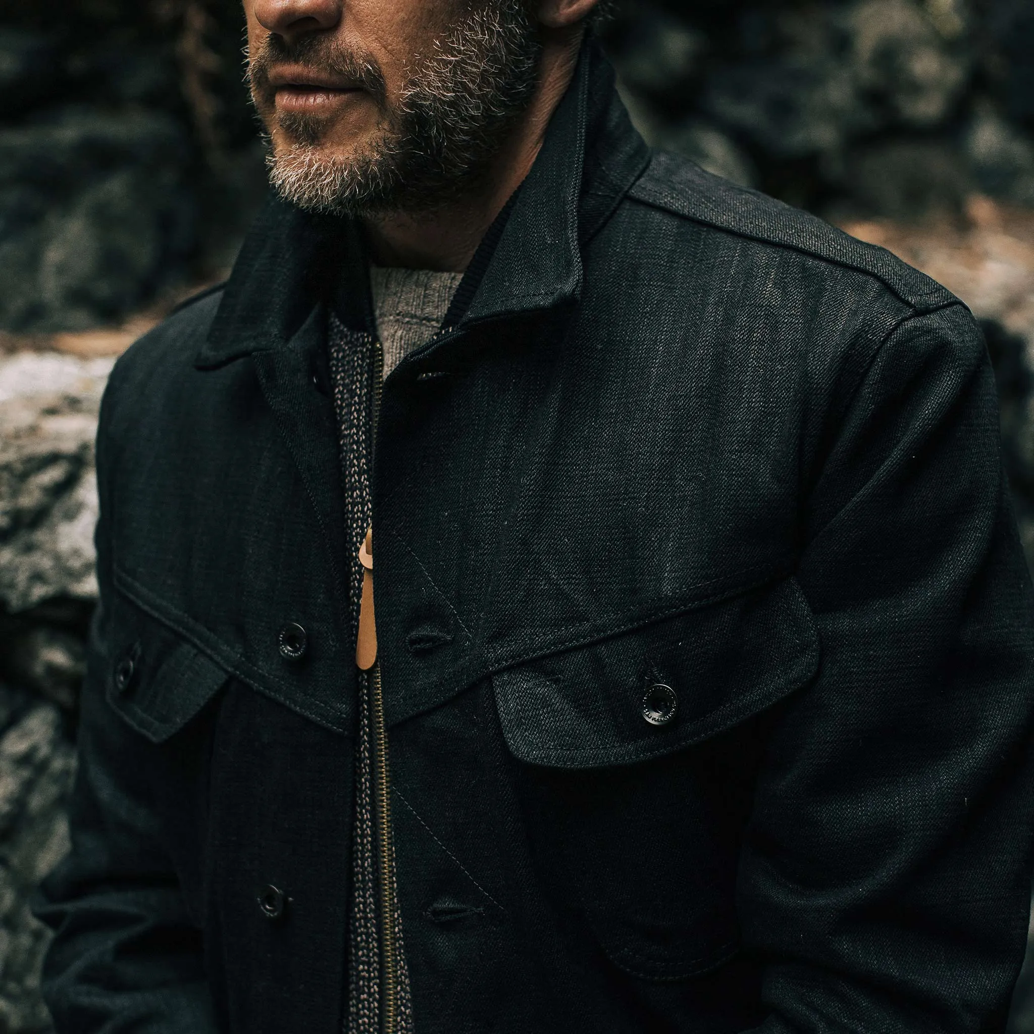 The Long Haul Jacket in Black Selvage sold by Taylor Stitch product image thumbnail 4
