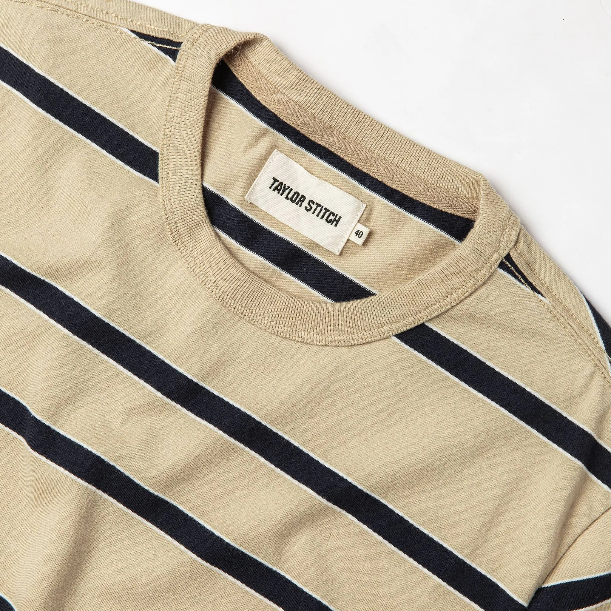 The Organic Cotton Tee in Khaki Stripe sold by Taylor Stitch product image thumbnail 5