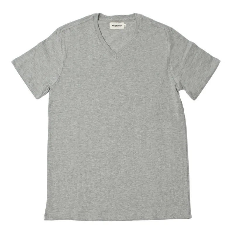 The V-Neck Tee in Heather Grey sold by Taylor Stitch