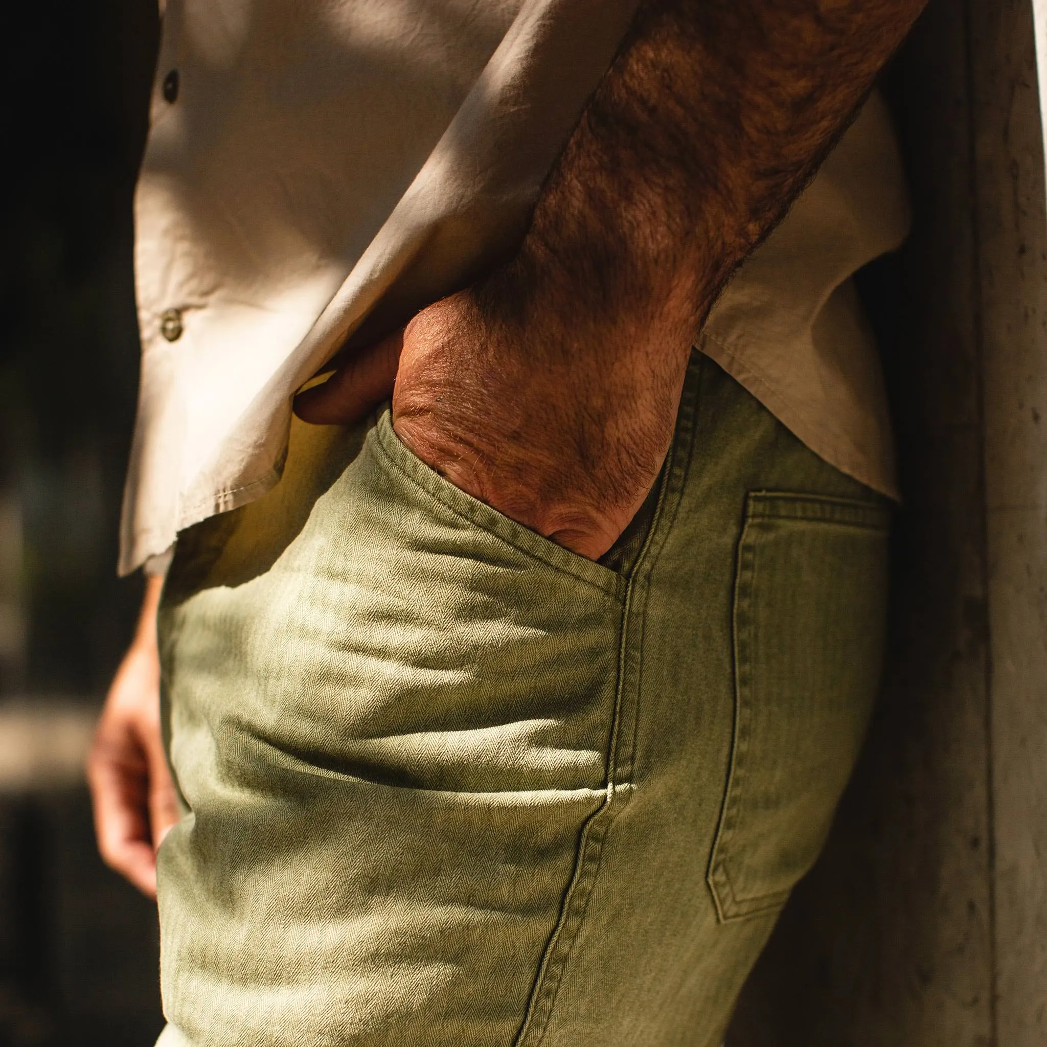 The Camp Pant in Olive Herringbone sold by Taylor Stitch product image thumbnail 3