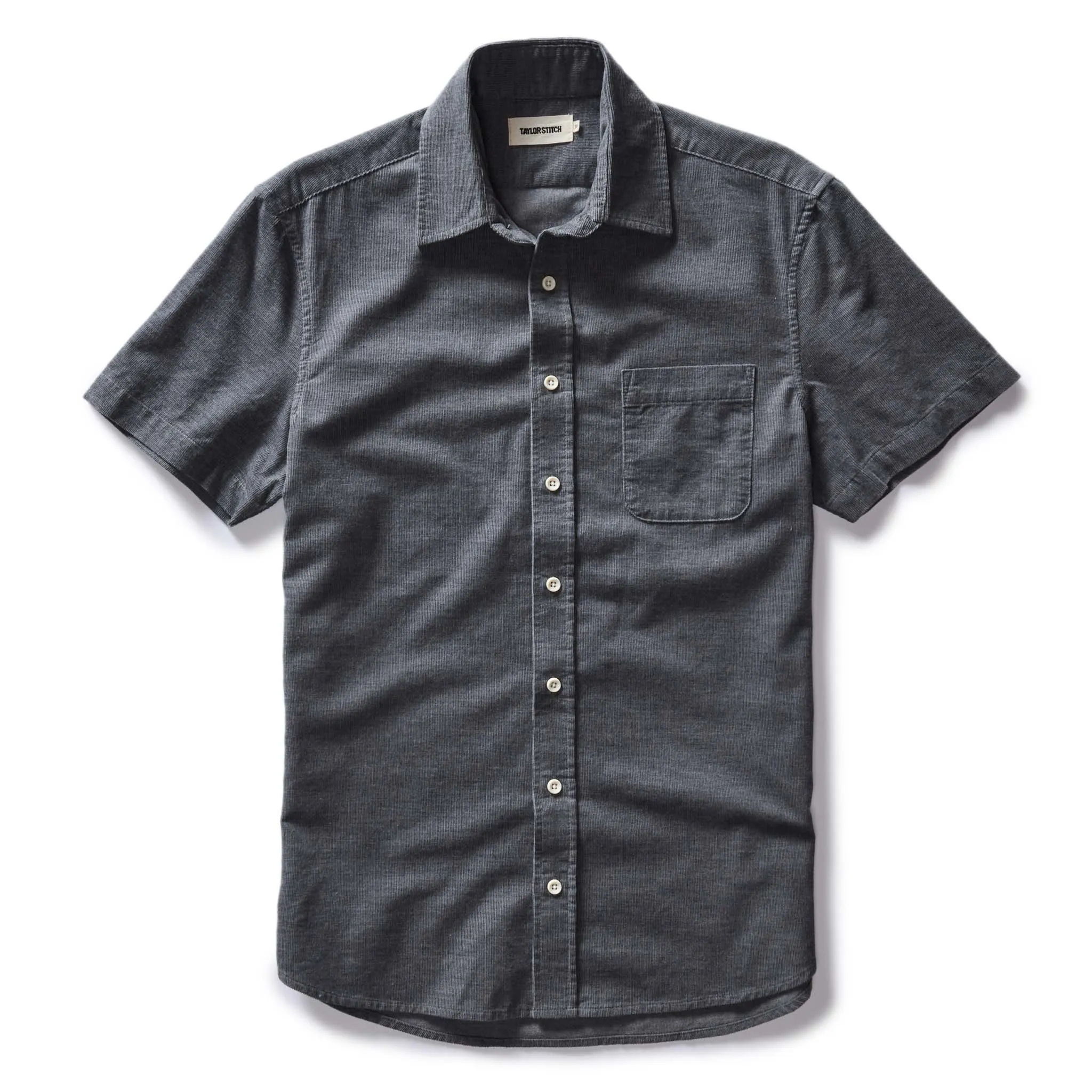 The Short Sleeve California in Heather Slate Cord sold by Taylor Stitch
