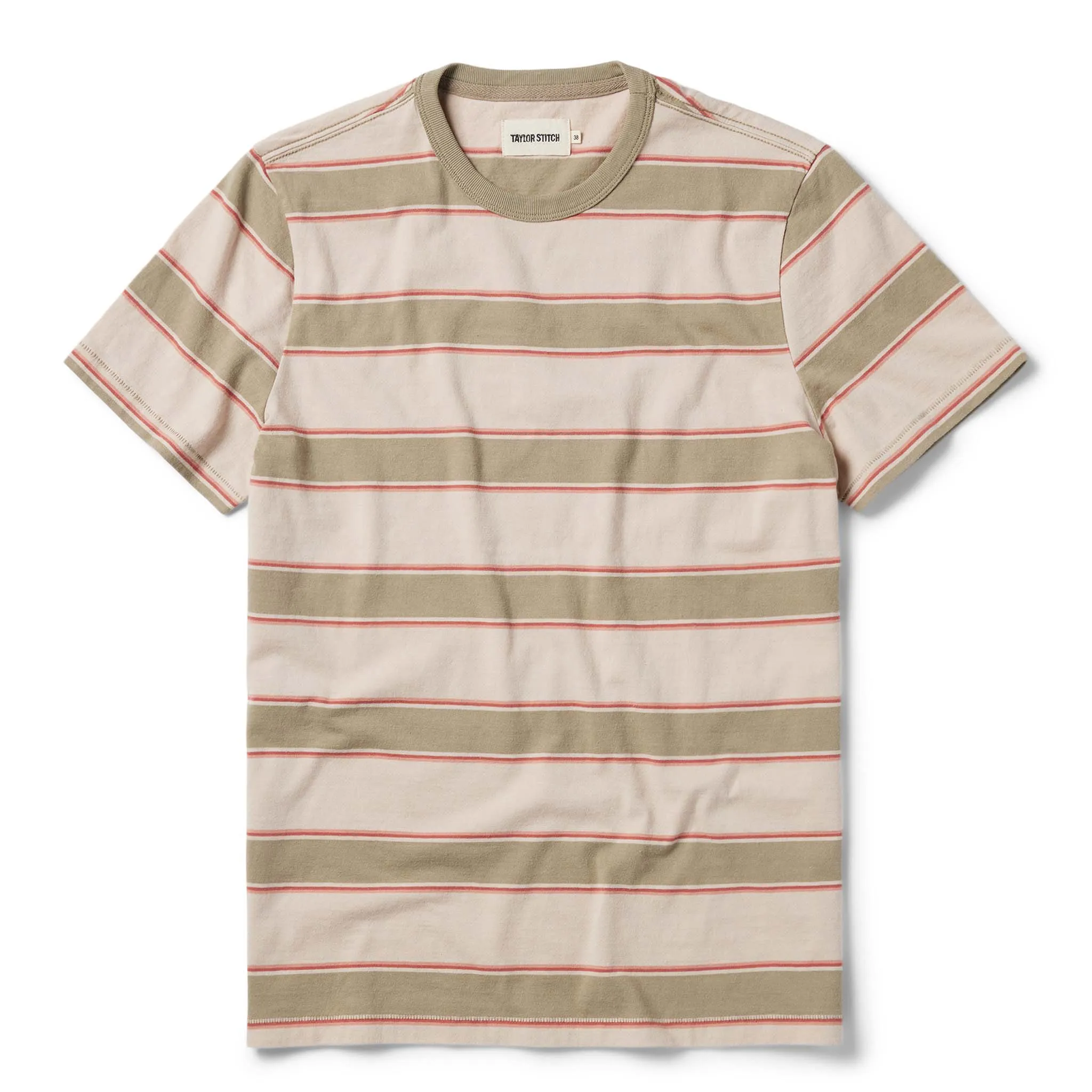 The Organic Cotton Tee in Seagrass Stripe sold by Taylor Stitch