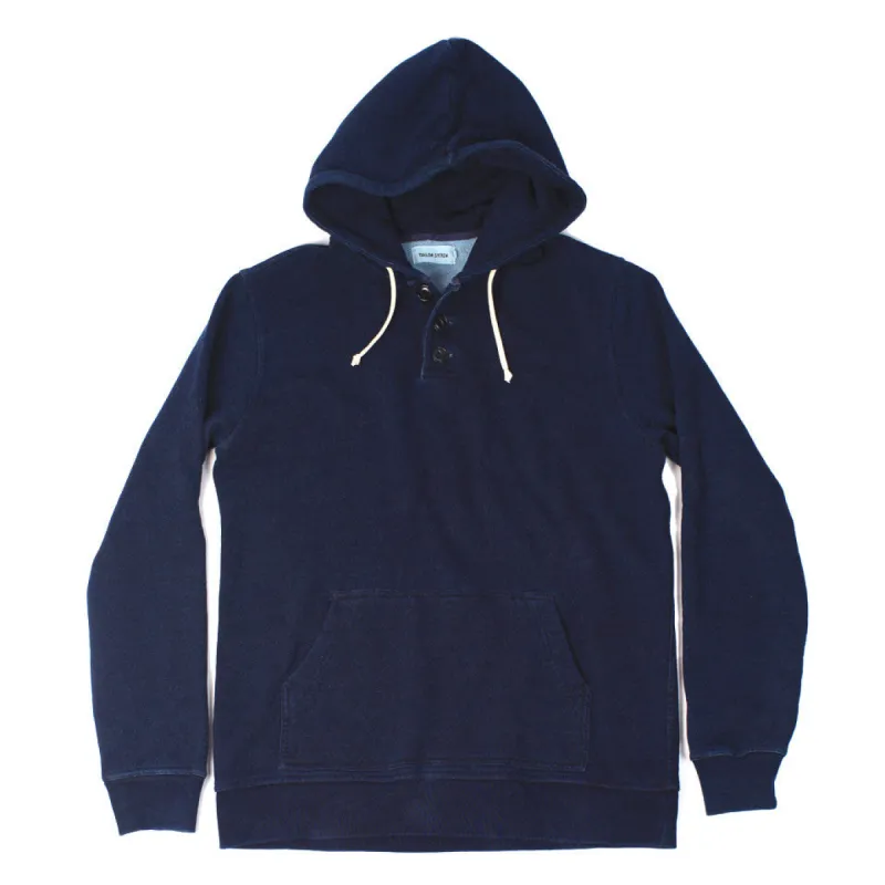 Indigo 3 Button Hooded Sweatshirt sold by Taylor Stitch