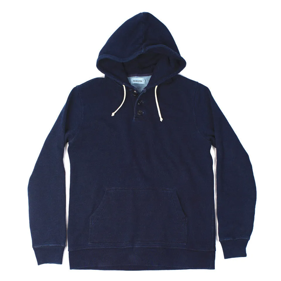 Indigo 3 Button Hooded Sweatshirt sold by Taylor Stitch