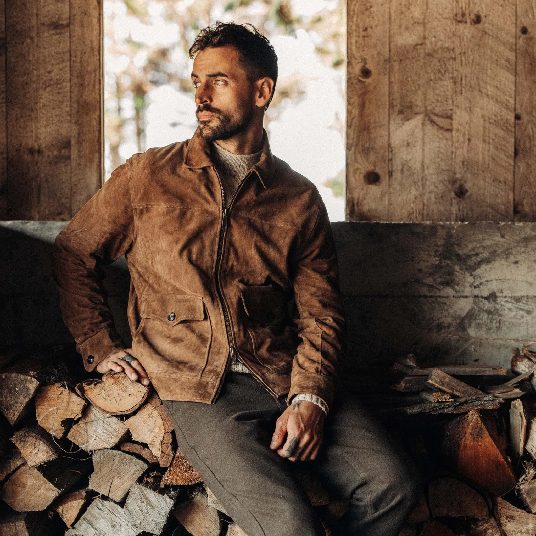 The James Jacket in Vintage Tan Suede sold by Taylor Stitch product image thumbnail 2