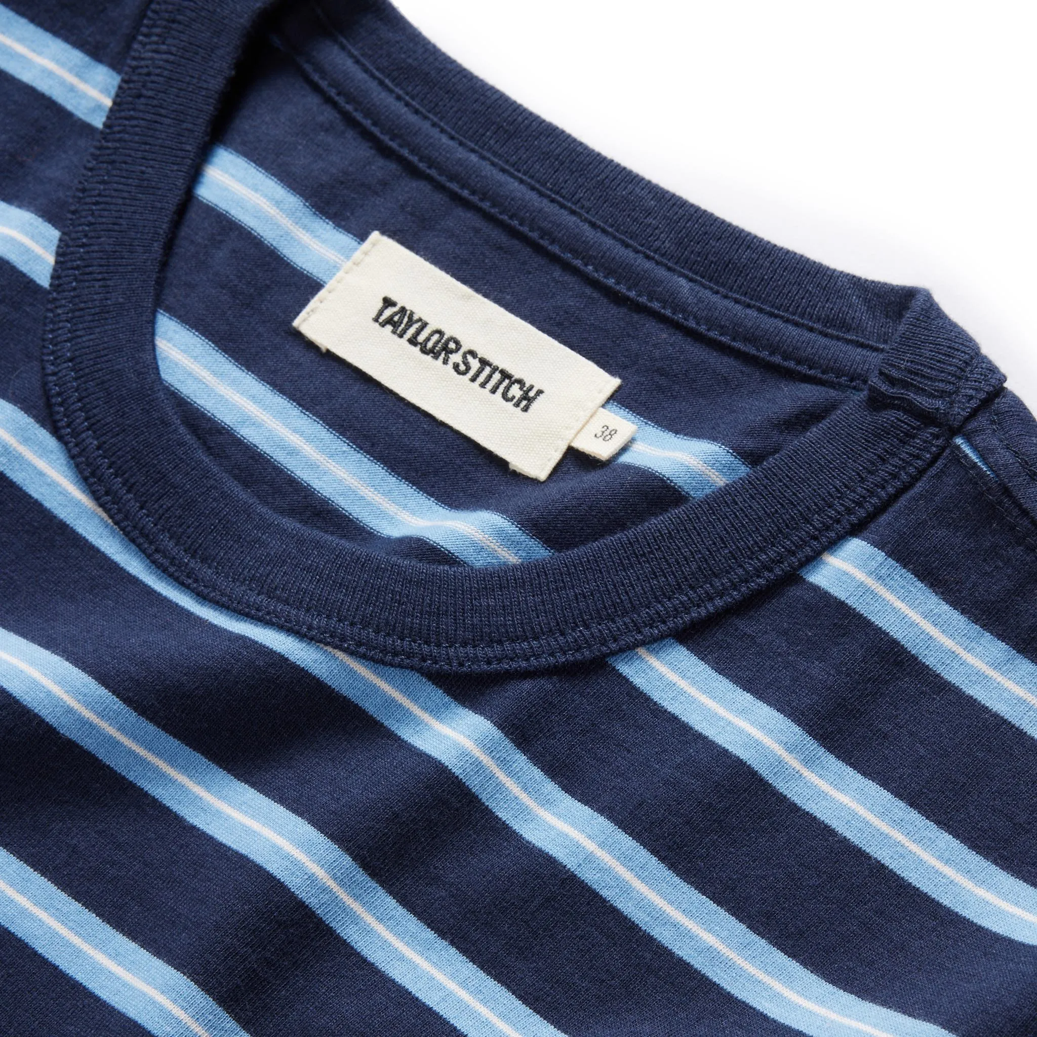 The Organic Cotton Tee in Navy Stripe sold by Taylor Stitch product image thumbnail 5