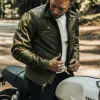 The Moto Jacket in Loden Steerhide sold by Taylor Stitch