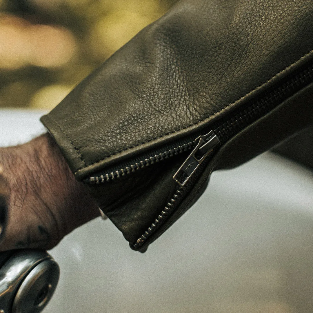 The Moto Jacket in Loden Steerhide sold by Taylor Stitch product image thumbnail 3