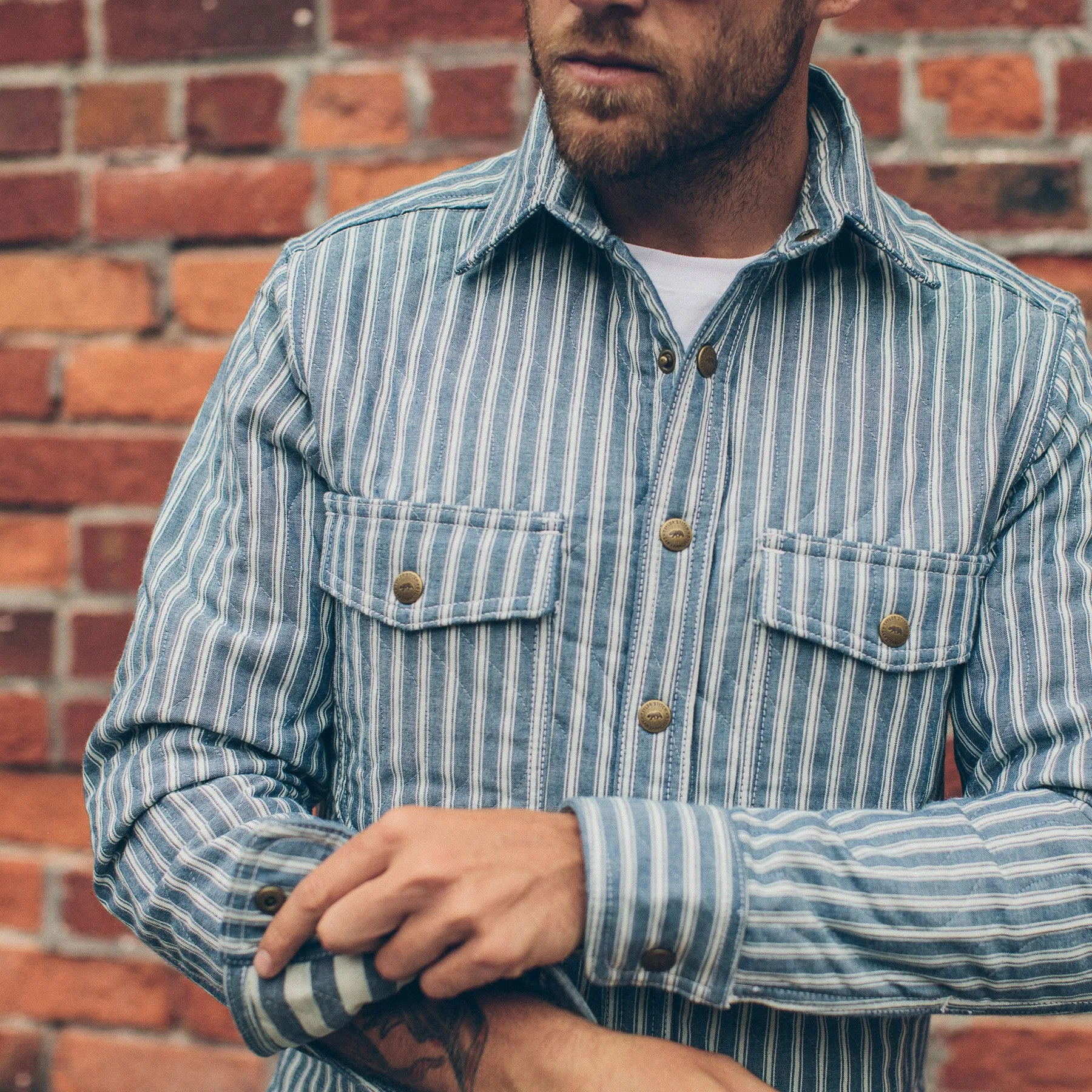 The Chore Jacket in Striped Chambray sold by Taylor Stitch product image thumbnail 3