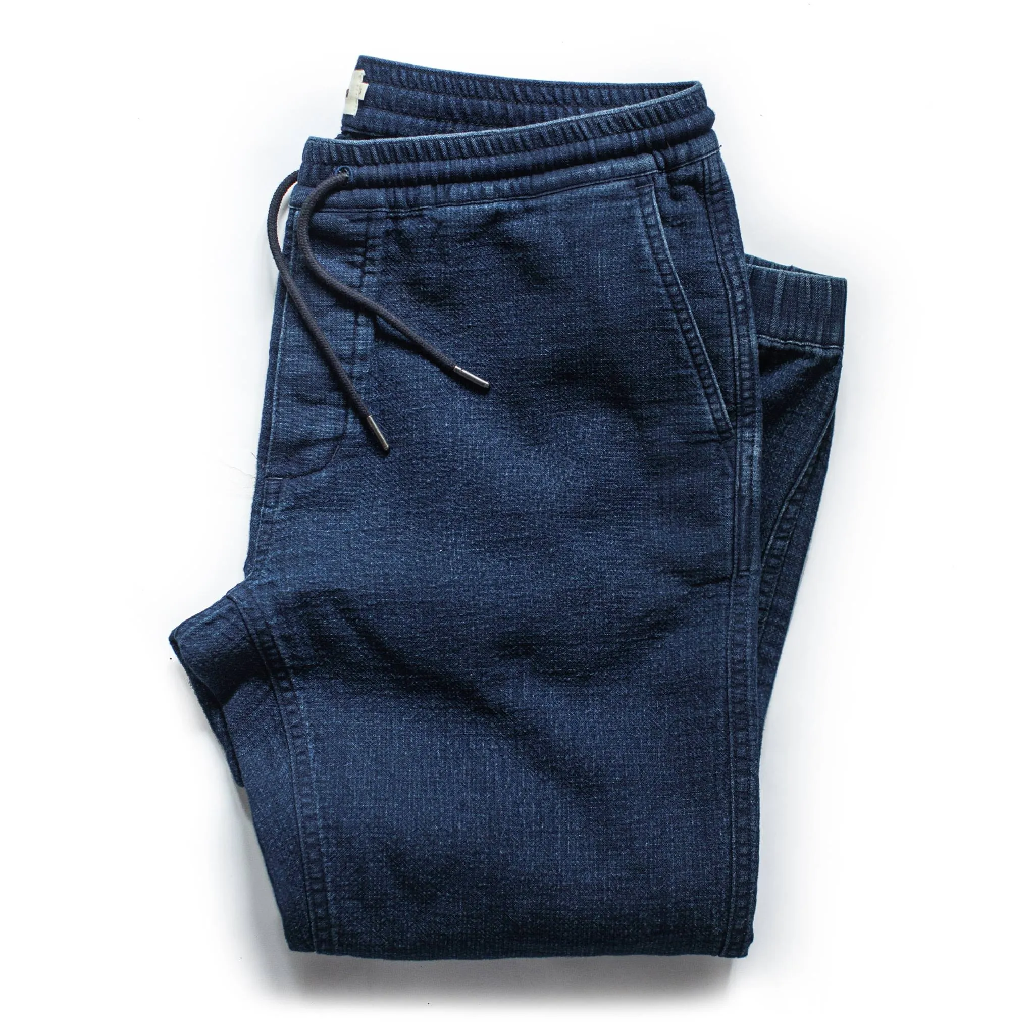 The Apres Pant in Indigo Double Cloth sold by Taylor Stitch