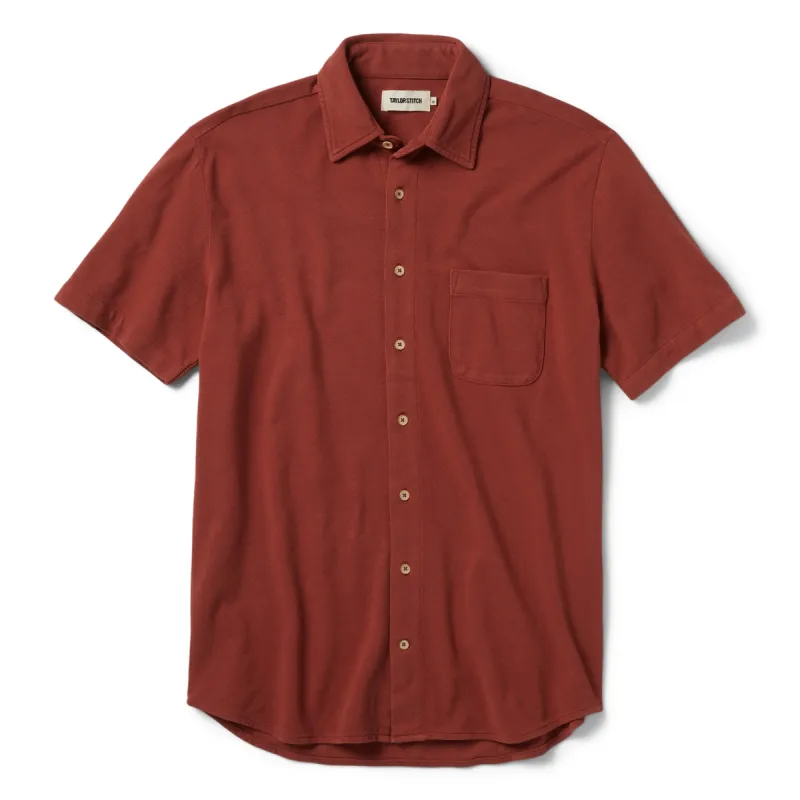The Short Sleeve California in Red Clay Pique sold by Taylor Stitch