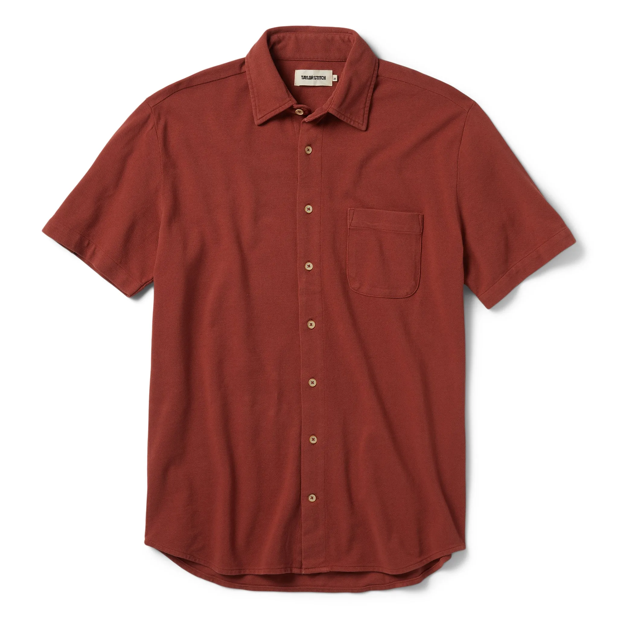 The Short Sleeve California in Red Clay Pique sold by Taylor Stitch