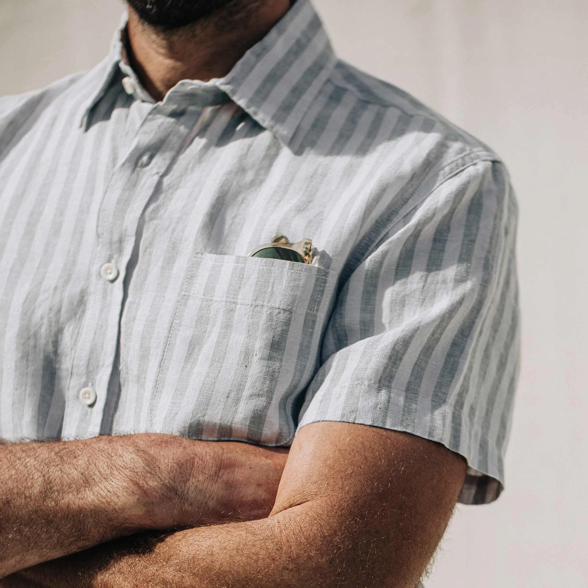 The Short Sleeve California in Grey Stripe sold by Taylor Stitch product image thumbnail 3