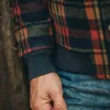 The Bomber Jacket in Navy Plaid Wool sold by Taylor Stitch