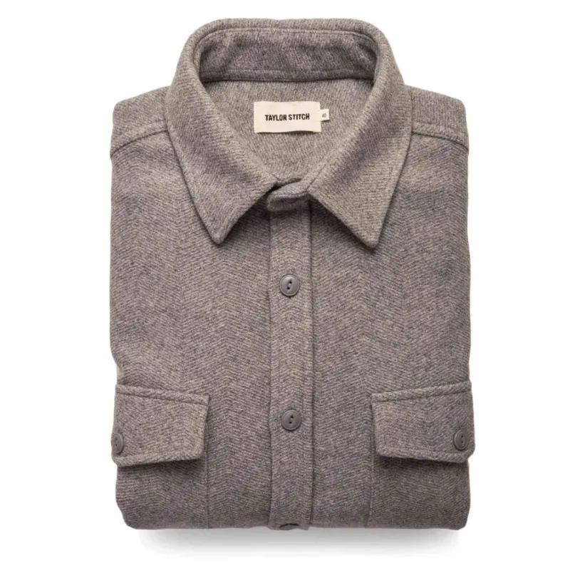 The Maritime Shirt Jacket in Heather Ash Wave sold by Taylor Stitch